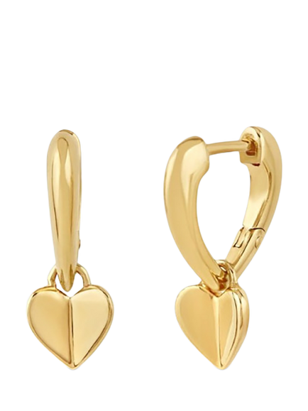 Dinny Hall Folded Heart Drop Hoop Earrings, Gold, Gold