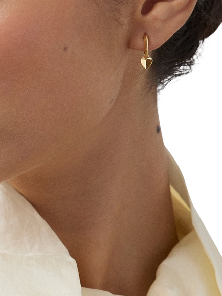 Dinny Hall Folded Heart Drop Hoop Earrings, Gold - view 2, Gold