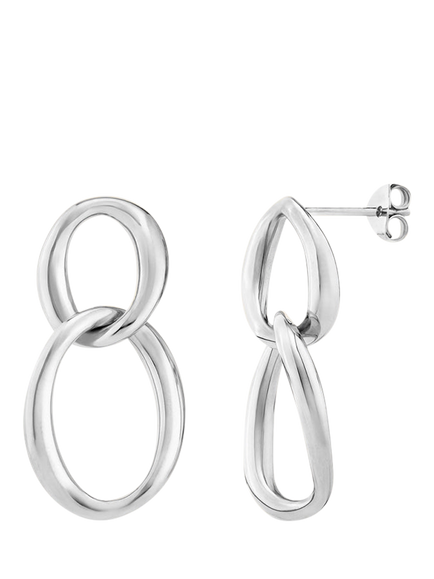 Dinny Hall Wave Double Drop Earrings, Silver, Silver
