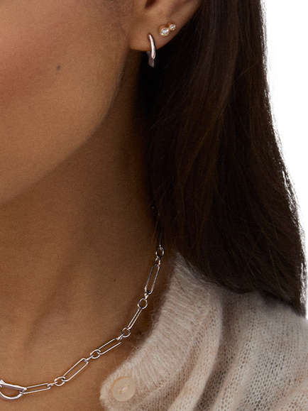 Dinny Hall Thalassa Mini Huggie Hoop Earrings, Silver - view 2, Silver