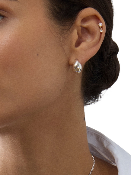 Dinny Hall Small Scoop Hoop Earrings, Silver - view 2, Silver