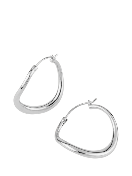 Dinny Hall Sterling Silver Wave Small Hoop Earrings, Silver