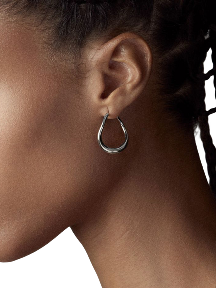 Dinny Hall Sterling Silver Wave Small Hoop Earrings - view 2, Silver
