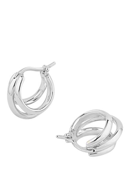 Dinny Hall Signature Triple Huggie Hoop Earrings, Silver