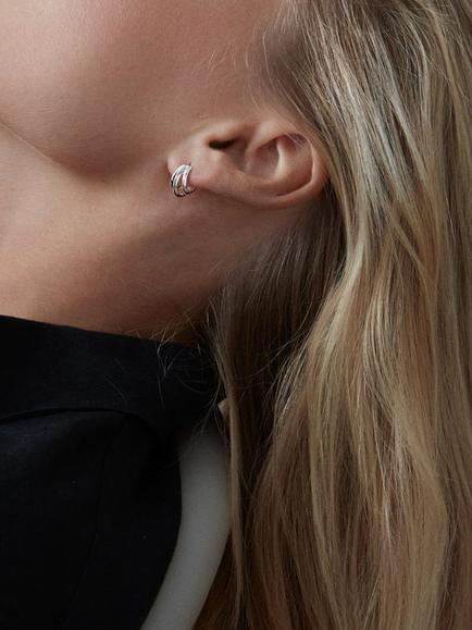 Dinny Hall Signature Triple Huggie Hoop Earrings - view 2, Silver