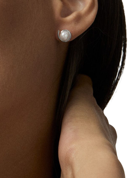 Dinny Hall Toro Sterling Silver Pearl Stud Earrings, Silver - view 2, Silver
