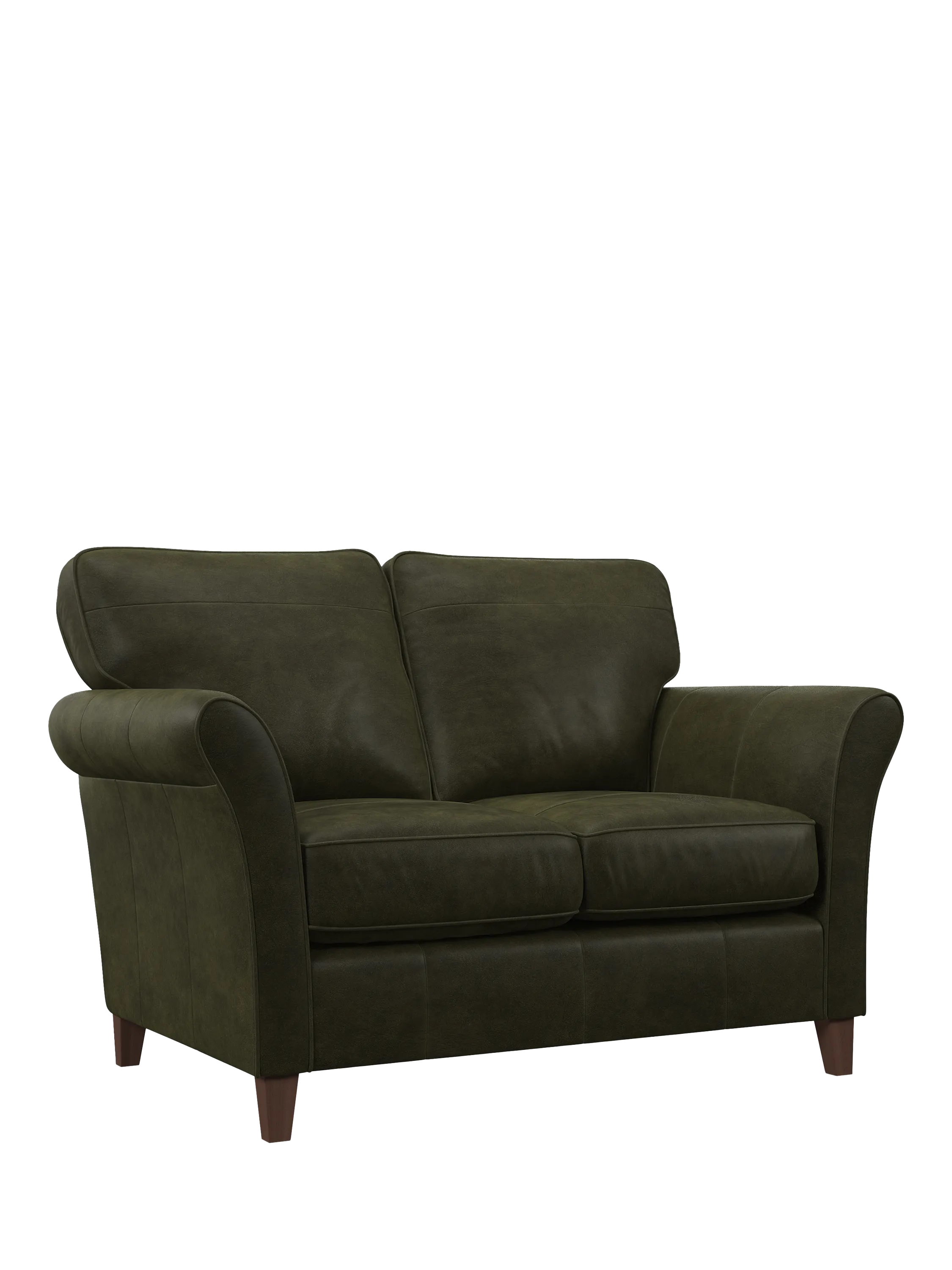 John Lewis Isla Small 2 Seather Leather Sofa, Dark Leg