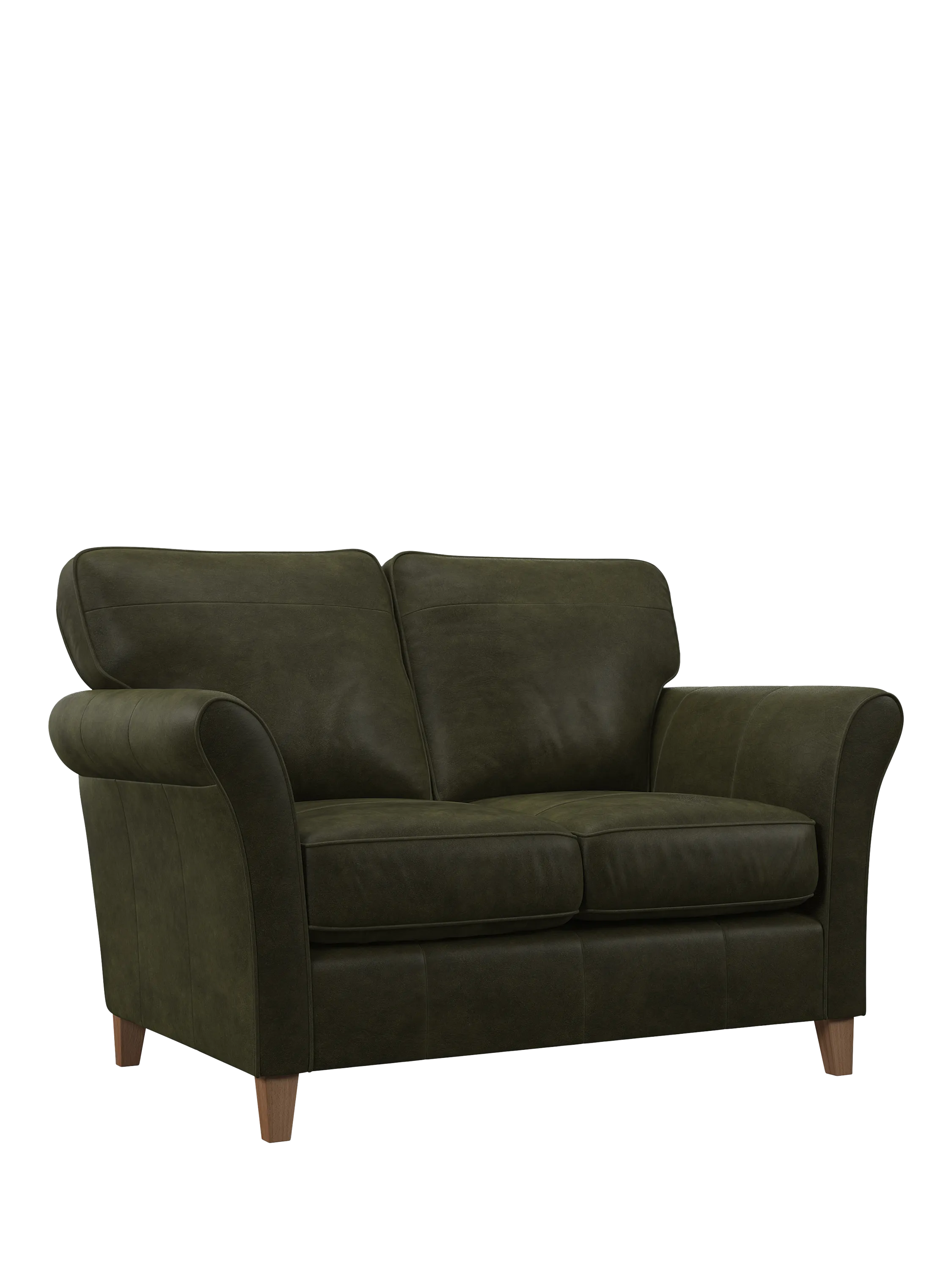 John Lewis Isla Small 2 Seather Leather Sofa, Light Leg