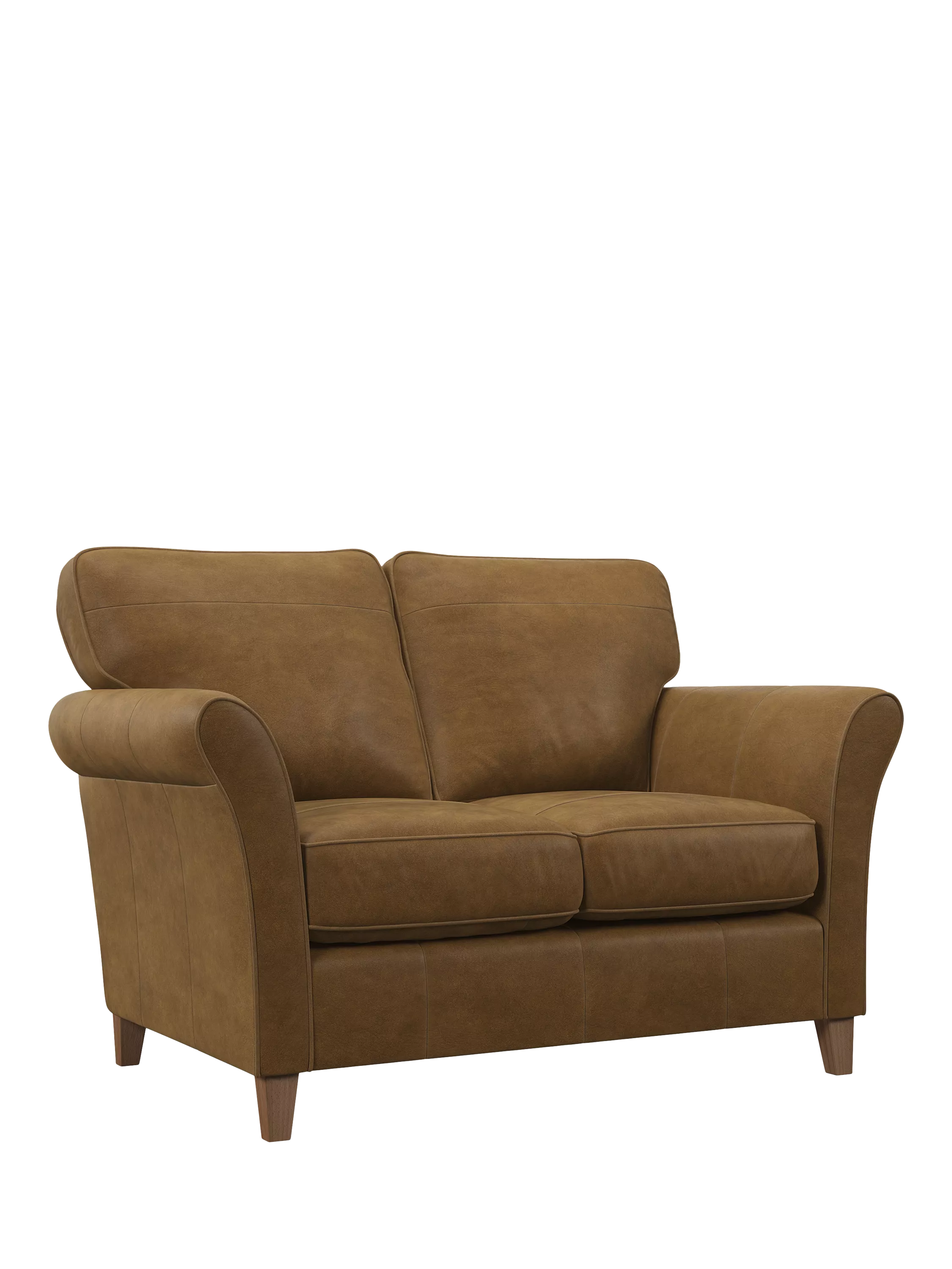 John Lewis Isla Small 2 Seather Leather Sofa, Light Leg