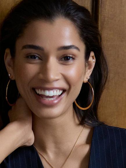 Dinny Hall Large Click Hoop Earrings, Gold - view 2, Gold