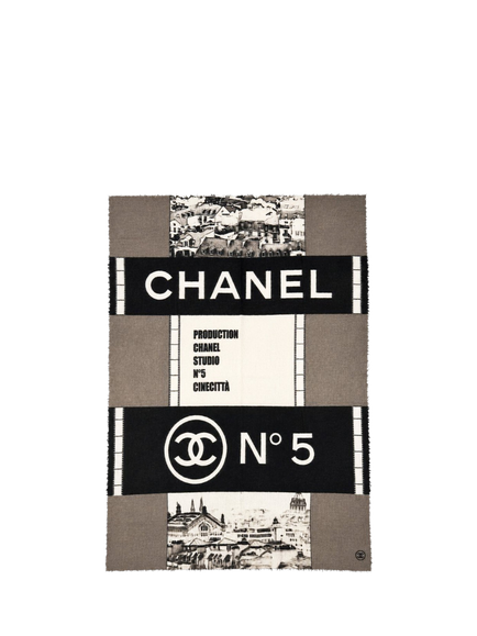 Pre-loved CHANEL Pure Cashmere N°5 Scarf, Grey, Grey