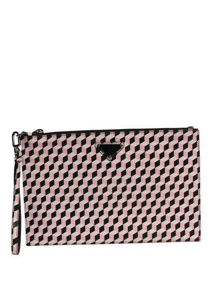 Pre-loved Prada Geometric Pouch, Pink, Pink