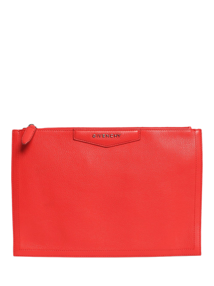 Pre-loved Givenchy Antigona Grained Leather Clutch, Red, Red