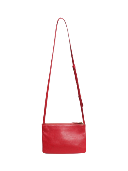 Pre-loved CELINE Leather Trio Case Crossbody Bag, Red - view 2, Red
