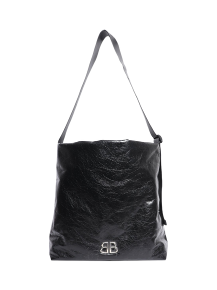 Pre-loved Balenciaga Crinkled Leather Large Tote Bag, Black, Black