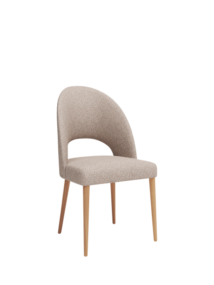 John Lewis OUTLET Moritz II Boucle Yarn Dining Chair, Everest Natural, Oak Finish, Oatmeal