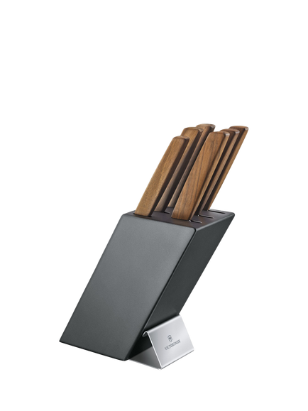 Victorinox Swiss Modern Filled Kitchen Knife Block Set, 7 Piece, Walnut, Walnut