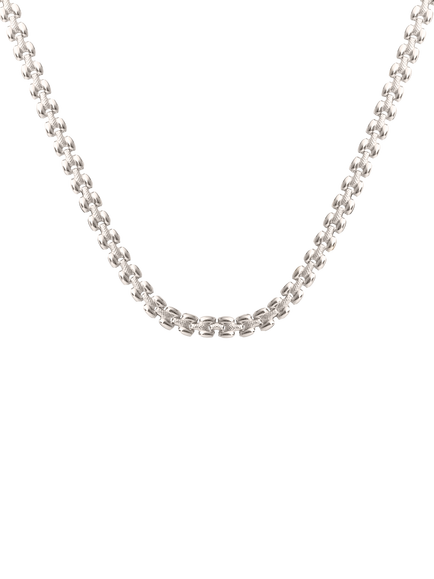 LARNAUTI Annecy Panther Link Necklace, Silver, Silver