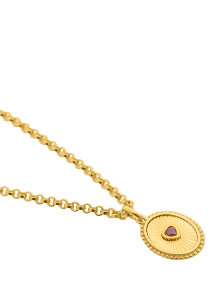 LARNAUTI Oval Heart Stone Necklace, Gold - view 2, Gold