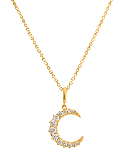 LARNAUTI Kerala Crescent Lab Diamond Pendant Necklace, Gold, Gold