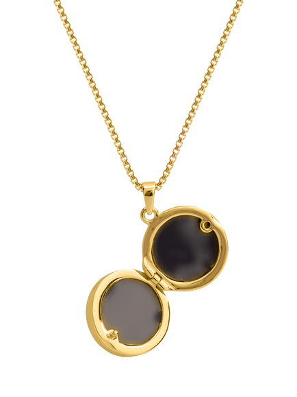 LARNAUTI Malachite Beaded Locket Necklace, Gold - view 2, Gold