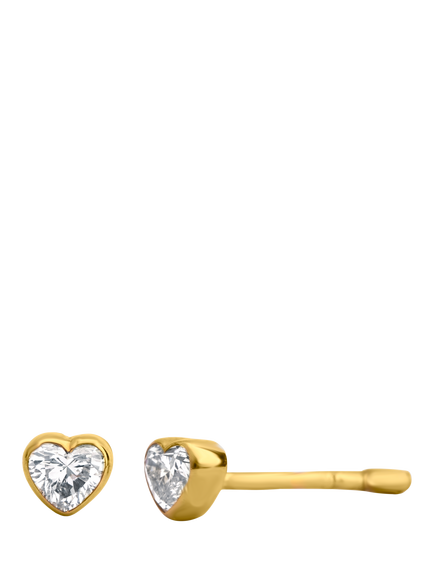 LARNAUTI Annecy Lab Heart Diamond Stud Earrings, Gold, Gold