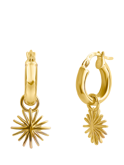 LARNAUTI Star Burst Charm Hoop Earrings, Gold, Gold