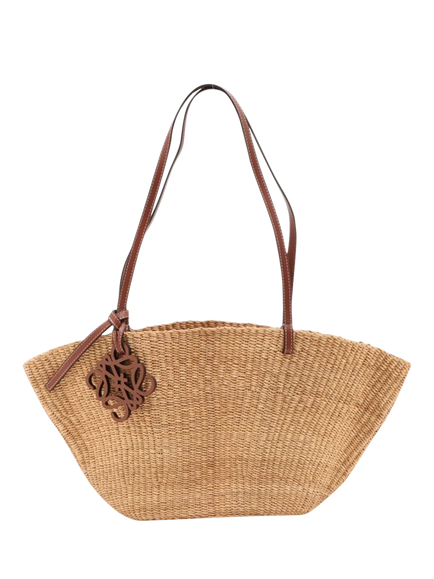 Pre-loved LOEWE Anagram Shell Raffia Tote Bag, Neutral, Neutral