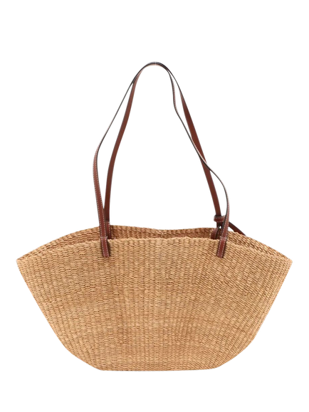 Pre-loved LOEWE Anagram Shell Raffia Tote Bag, Neutral - view 2, Neutral