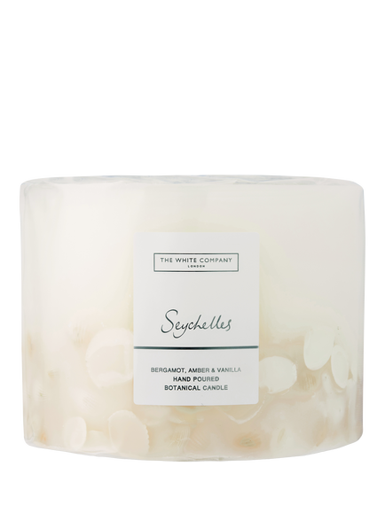 The White Company Seychelles Large Botanical Candle, 770g, White