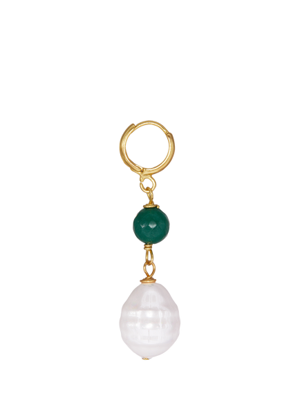 Ottoman Hands Dawn Pearl Drop Earrings, Gold - view 2, Green