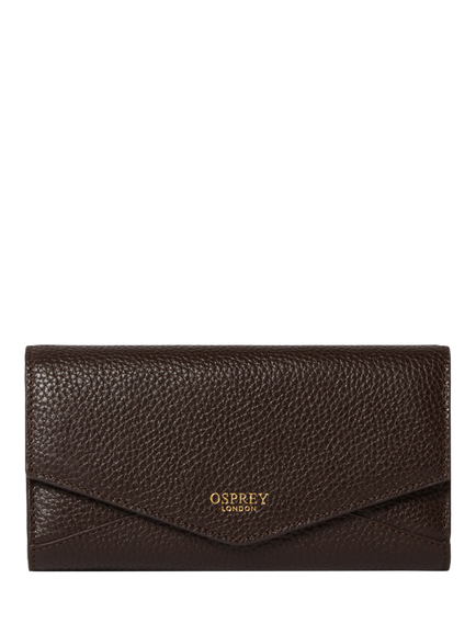 OSPREY LONDON Core Medium Leather Zip Matinee Purse, Bitter Chocolate, Bitter Chocolate