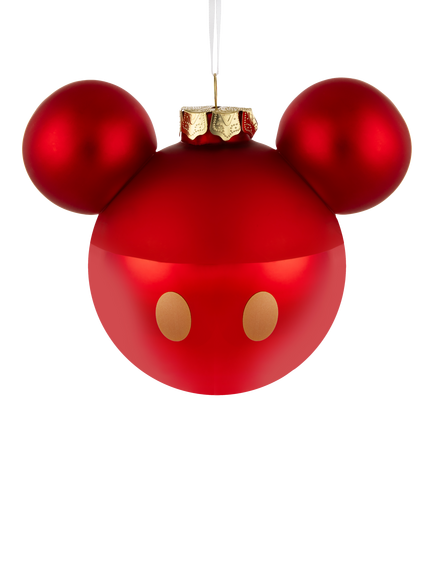 Hallmark Mickey Mouse Glass Bauble, Red, Red