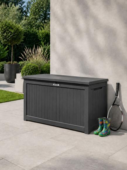 KETTLER Alba Garden Storage Box, 870L, Anthracite - view 2, Woodgrain