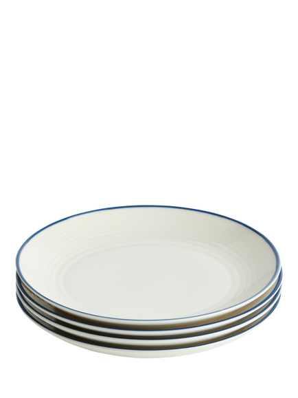 Royal Doulton Gordan Ramsay Maze Denim Line Stoneware Side Plate, Set of 4, 22cm, Blue