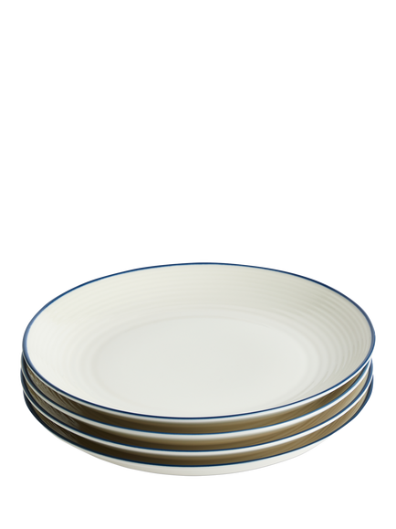 Royal Doulton Gordan Ramsay Maze Denim Line Stoneware Dinner Plate, Set of 4, 28cm, Blue