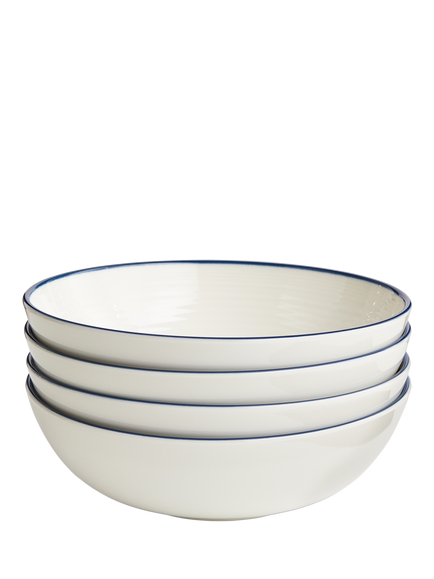 Royal Doulton Gordan Ramsay Maze Denim Line Stoneware Cereal Bowl, Set of 4, 28cm, Blue