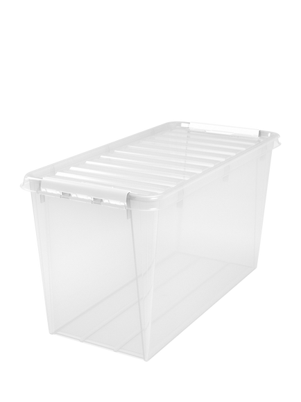 SmartStore Classic Plastic Storage Box with Lid, 86L, Transparent