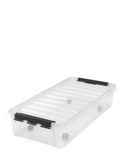SmartStore Classic Storage Box with Lid and Wheels, 30L, Transparent