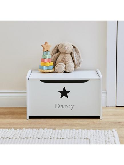 My 1st Years Personalised Classic Star Toy Box, White, White