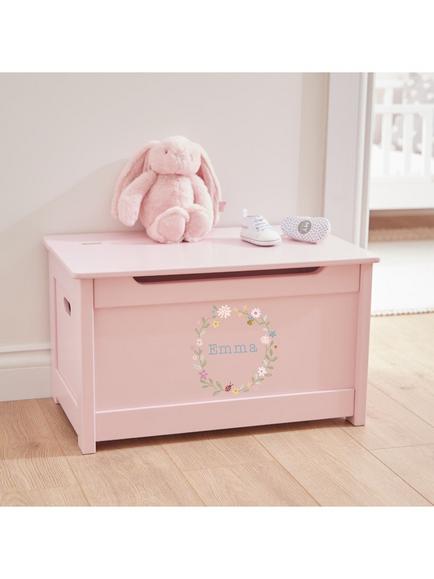 My 1st Years Personalised Floral Wreath Toy Box, Pink, Pink