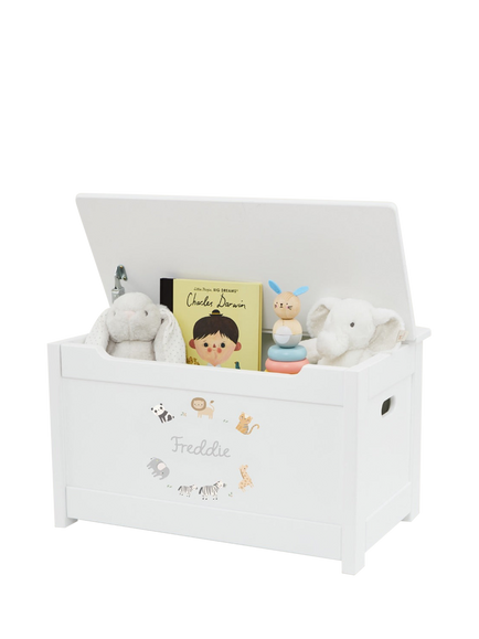 My 1st Years Personalised Born To Be Loved Safari Design Toy Box, White - view 2, White