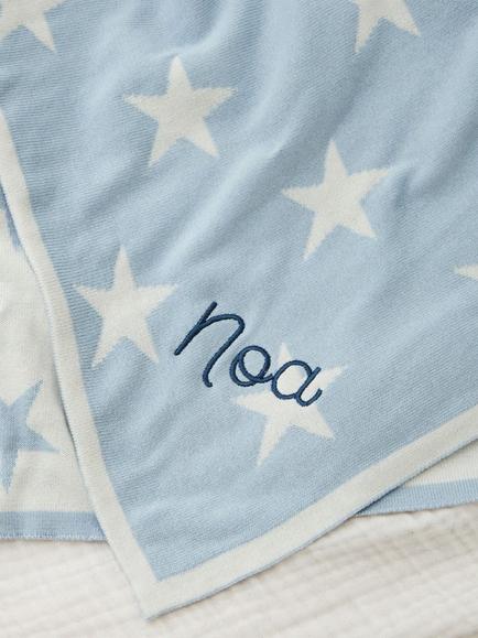 My 1st Years Personalised Star Intarsia Baby Blanket, Blue