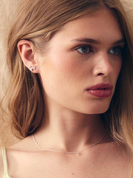 Dinny Hall Star Trio Stud Earrings, Silver - view 2, Silver