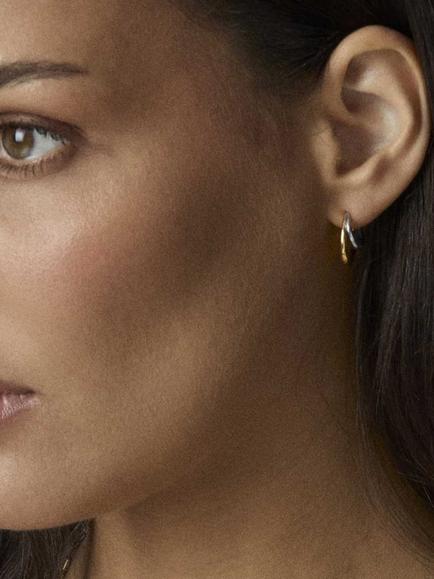 Dinny Hall Toro Double Hoop Earrings, Silver, Gold - view 2, Silver, Gold