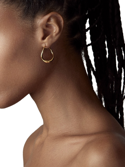 Dinny Hall Wave Small Hoop Earrings, Gold - view 2, Gold