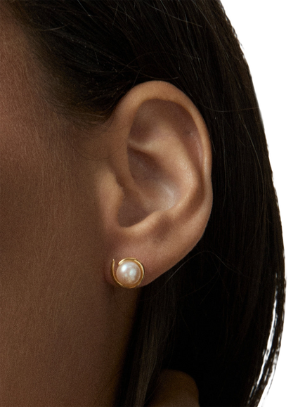 Dinny Hall Toro Pearl Stud Earrings, Gold - view 2, Gold