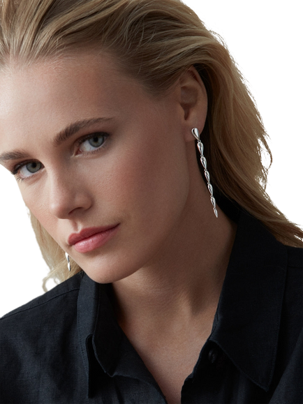Dinny Hall Sunbeam Column Drop Earrings, Silver - view 2, Silver