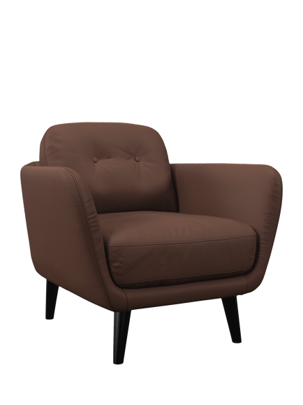 John Lewis Arlo Leather Armchair, Dark Leg, Premium Chocolate, Premium Chocolate