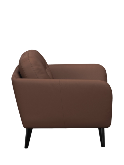 John Lewis Arlo Leather Armchair, Dark Leg, Premium Chocolate - view 2, Premium Chocolate